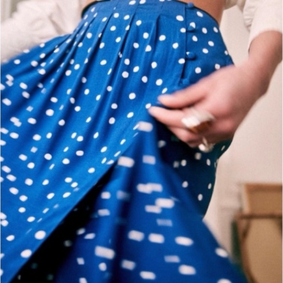 RARE Sezane Nelly Skirt Blue Dotty Size 8 (EU 40) - Picture 2 of 6